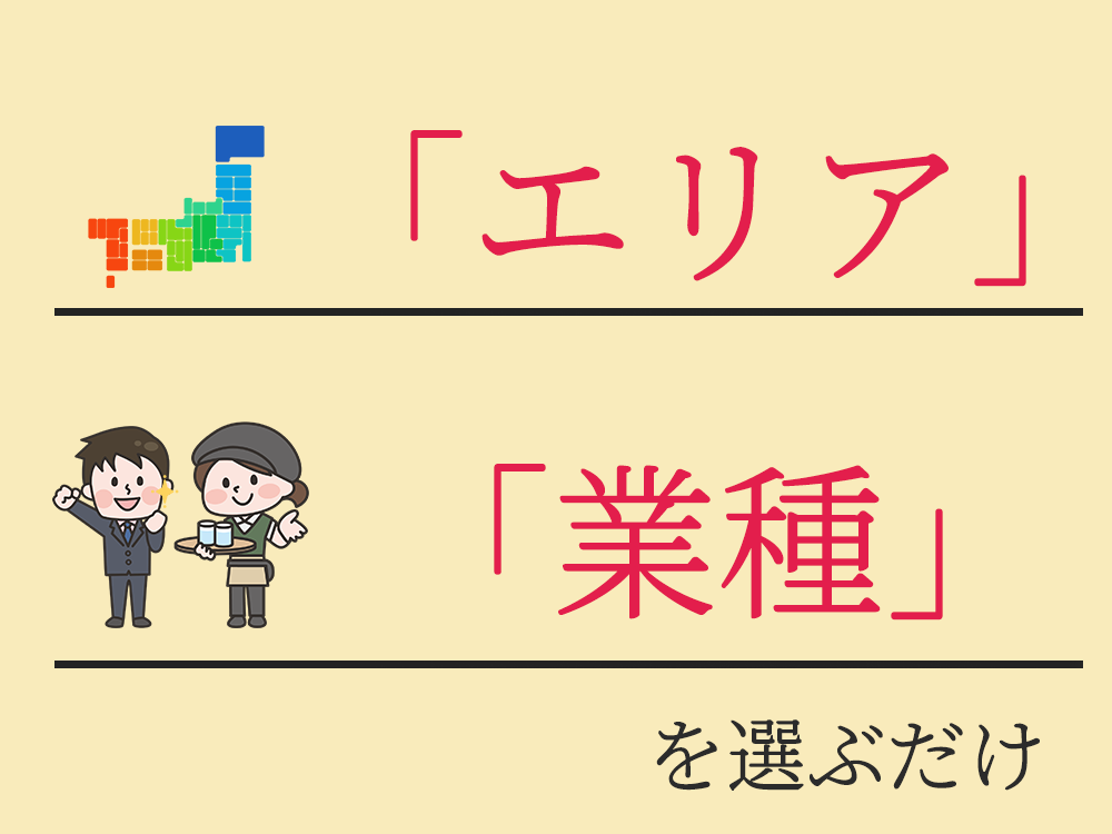 エリアと業種を選ぶだけ