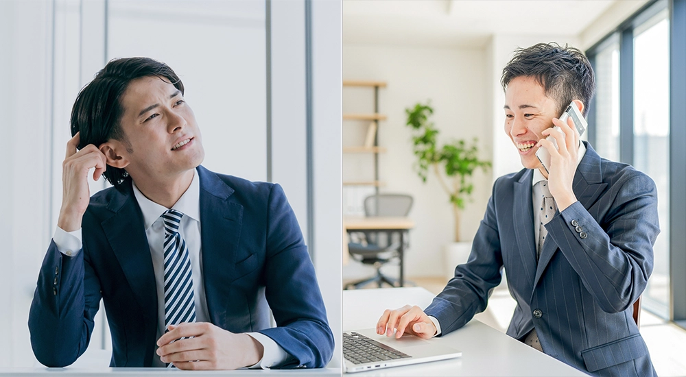 疲弊した営業マンと成功している営業マンの対比